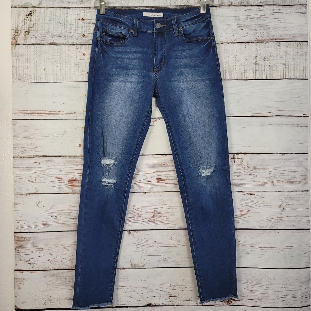 Kancun Frayed Hem Estilo Jeans, Side 28 W9, Color Blue g14